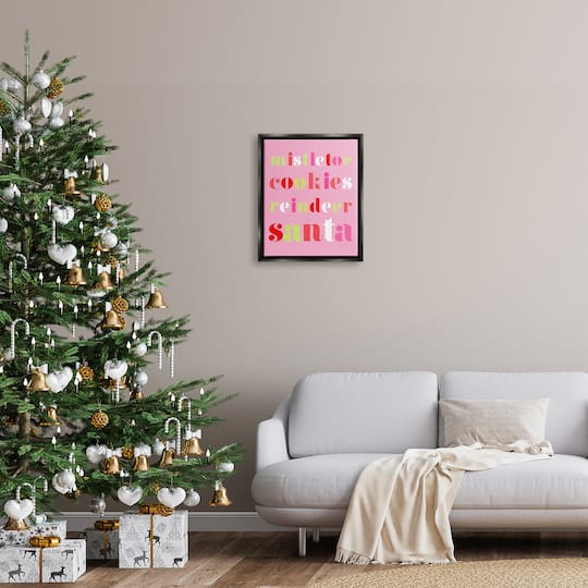 Stupell Industries Mistletoe Cookies Reindeer Santa Bold Framed Floater Canvas Wall Art
